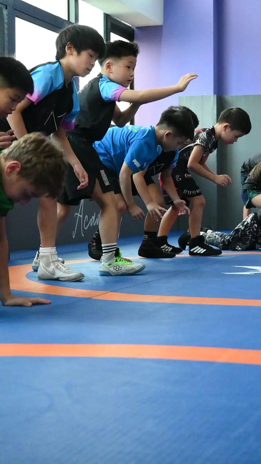 Young children in Mini Wrestlers class at MKA